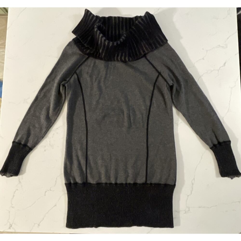 Cache Pullover Cowl Neck L Black Gray 90s‎ Sweater Business VTG Whimsigoth